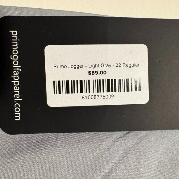 Primo Golf Apparel Primo Jogger Pants Light Gray | Size 32 Regular NWT $89 - Picture 3 of 3